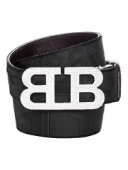 Bally 6239332 Men's Mirror Buckle Reversible Black Belt EU 100/US 40 MSRP $450