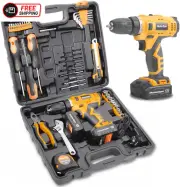Masterspec 47Pcs 12V Cordless Drill Driver Set Household Hand Tool Kit W/ 2 Batt