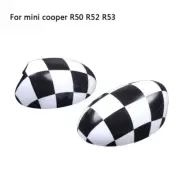 Checker Side Wing Rearview Mirror Cover Cap Trim For Mini Cooper R50 R52 R53