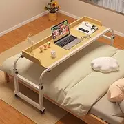 Over Bed Desk 120x40cm, Overbed Table, Mobile Overbed Desk, Desk with 4 Wheels Computer Desk Height Adjustable 65-95cm Table for Home and Hospital