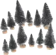 ULTECHNOVO 12Pcs Mini Black Artificial Pine Trees for Halloween Decoration for Spooky Ambiance Versatile and Enchanting Haunted House Scenes