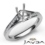 Pave Setting Emerald Semi Mount Diamond Engagement Ring 14k White Gold 0.35 Ctw