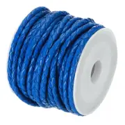 5.5 Yards/ 5 m Round Braided Leather Cord (Bright Blue, 3mm/0.12")
