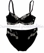 NEW BENDON Body Lace 2 Tone Balconnet Bra 12B Small Midi Brief Set Black Silver