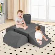 Costway6-Piece Baby Climbing Blocks Kids Indoor Soft Play Structure-Grey