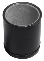 Black PU Leather Dice Cup with Premium Grey Felt Lining for Quieter Shake