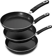 KICHLY Non Stick Frying Pan Set, 3 Pcs Induction Hob Professional Chef Pan Set, Non Stick cookware, 20, 24 and 28cm, Black