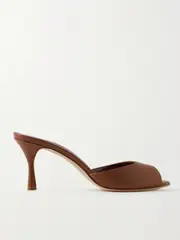 [Manolo Blahnik] Manolo Blahnik - Jada 70 Leather Mules - Tan - IT40 IT 40 Brown