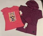 Paul Frank Scurvy Skull Monkey Purple Hoodie Sweatshirt Pink Shirt Girls Small 6
