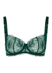 Fleur OF England Eva Floral-embroidered Underwired bra - Dark Green 32D