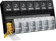 XL Large Pill Organizer 2 Times a Day, Weekly Am Pm Pill Box with Hinged Lids, 7 Day Medicine Vitamin Pill Case, Jumbo Daily Pill Container, Big Medication Organizer for Supplement