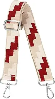 [uxcell] Purse Straps Replacement Crossbody, 1.5 Inch Wide Shoulder Bag Strap Adjustable Canvas Straps for Handbag Wallet Clutch Bags with Silver Buckle, Red-White-Brown Blocks