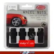 SAAS Wheel Nuts Mag 12x1.25 Blk 43mm 1x5PK for Nissan Urvan All