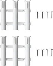 2 Pieces White 3 Pole/3 Rack Side Mount Deep Sea/Boat Fishing Rod Holder