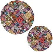 Hot Pads Pot Holders Trivets Set Ethnic Floral Pattern Cotton Thread Weave Trivets for Hot Pots and Pans Heat Resistant for Kitchen