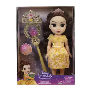 迪士尼 公主娃娃+皇冠權杖組 美女與野獸 貝兒 正版 振光玩具