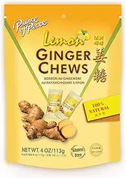 Prince of Peace 100% Natural Flavored Ginger Chews, 4.0 Ounce | Individually Wrapped Ginger Candy (Lemon)