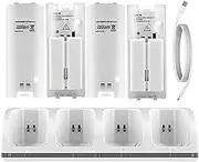 Controller Charging Station Charger Kit Charging Stand Charging Station with 4 2800 mAh Rechargeable Batteries for Nintendo Wii Remote Controller