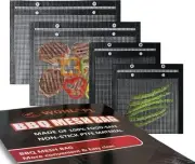 Grill Bags - Reusable Non-Stick BBQ Mesh Grill Bags, 4 Pieces, Two Sizes (15.7 x