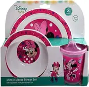 Minnie Mouse 3pc PP Dinner Set in Open Box (Plate, Bowl and Cup)