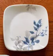Corelle Square KYOTO NIGHT Luncheon 9” PLATE *Japanese Garden Blue Gray Leaf