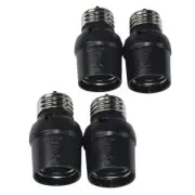 4x HQRP Sensors E26 E27 Base Light Bulb Socket for Outdoor Lighting, Black