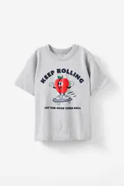 [Cotton On Kids] Cotton On Kids - Jonny Short Sleeve Graphic Print Tee - Fog grey marle/keep rolling apple 8 FOG GREY MARLE/KEEP ROLLING APPLE