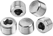 Metalwork 304 Stainless Steel Pipe Fitting, Hex Countersunk Plug (1/8" NPT Male, Pack of 5)