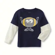 WonderKids Baby Boy's Long Sleeve Graphic Football Zip Mouth T-Shirt 12 Months