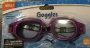 Adult Purple Swim Goggles PC Lens Swim Glasses Latex Free Adjustable Strap 14+