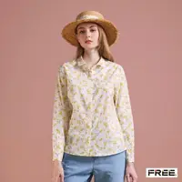 在飛比找momo購物網優惠-【FREE】進口棉阿勃勒印花長袖襯衫(黃色)