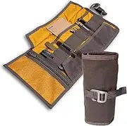 LOCHBY Tool Roll, 8x16 Inches (Unrolled) -Rugged Everyday Carry Organizer for Pens, Tools, & More -Tactical Minimalist Accessory for Men & Women Made with Waxed Canvas -Aluminum Hook Fastener (Brown)