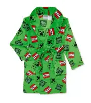 Minecraft Allover Print Boy's Green Plush Self-Tie Belt Robe Bath Robe: 6/7-8
