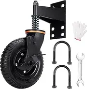 Heavy-Duty 8-Inch 360° Rotation Gate Wheel with Shock Absorption and Sealed Bearing, Reinforced Bracket, Easy Installation for Various Door Frames, Wear-Resistant Rubber Tires (with Brake)