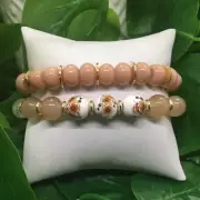 2 PC Handmade Bohemian Beaded Stackable Stretch Bracelet Set New Free Ship 5046