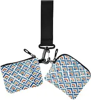 [GuoChe] Dual Wristlet Wallets for Women Blue Mountains Large Capacity Change Purse Wallet with Zipper Pocket for Men Women 2 Packs, Blue Mountains, 4.13" x 3.51" & 4.13" x 4.13", Retro