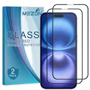 [2 Pack] Full Coverage Apple iPhone 16 Plus (6.7”) Tempered Glass Crystal Clear Premium 9H HD Screen Protector by MEZON (iPhone 16 Plus, 9H Full)
