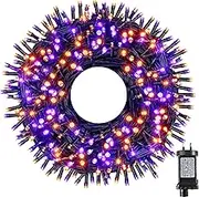 Halloween Lights Outdoor, 300 LED 100FT Halloween Decorations with 8 Modes, Plug in Halloween String Lights for Indoor Outside House Yard Party Orange and Purple