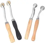 CIMAXIC Leather Spacing Wheel Set of 4 Scribing Wheel for Sewing Craft Gearwheel Wood Handle for Homemade Projects