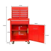 5 Drawer Tool Chest Adjustable Shelf Bottom Cabinet Red Storage Unit