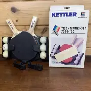 KETTLER MATCH Table tennis Ping Pong racket paddle Set Balls Red/Black NOS NIB