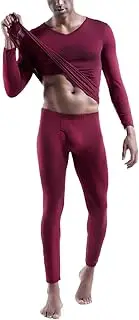 [Generic] Men'S Thermal Underwear Set Base Layer Slim Fit Warm 2 Piece Fleece Lined Long Johns Bottom For Fall Winter Weather