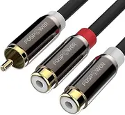 FosPower Y Adapter [8 inch] 1 RCA (Male) to 2 RCA (Female) Stereo Audio Adapter Cable [24k Gold Plated] 1 Male to 2 Female Y Splitter Connectors Extension Cord