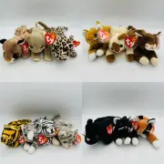 Ty Beanie Babies CAT Stripes Blizzard Pounce Zip Nip Chip Snip Lot Of 13