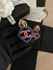 Auth Chanel 22S Diamond Shape CC Dangle Gold Clip-On Earrings