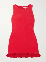 [Cap d’Antibes] Cap d'Antibes - Tasseled Cotton-terry Mini Dress - Red - small small Red
