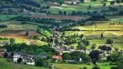 Landscape building tilt shift art field Custom Gaming Mat Desk