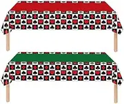 Xjoviative 2Pcs Casino Plastic Tablecloth 54x108 Inch, Casino Party Decorations Table Cloth Disposable Poker Table Cover Rectangle for Vegas Casino Theme Party Supplies (Poker)