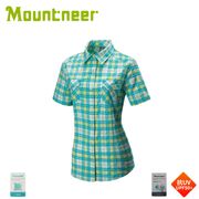 【Mountneer 山林 女 彈性抗UV格子襯衫《粉紅》】31B02/短袖襯衫/防曬襯衫