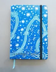 Journal Notebook Fabric Covered Indigenous Design "Kangaroo Soul" Blue